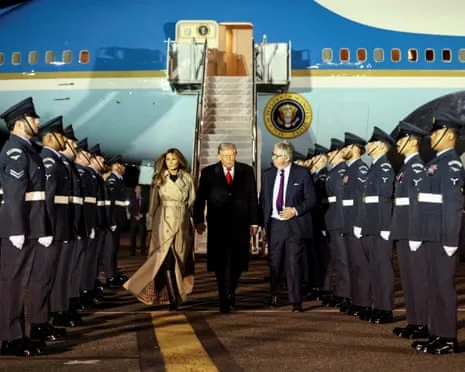 Donald Trump Touches Down in UK for Second State Visit As Demonstrations Assemble in Windsor